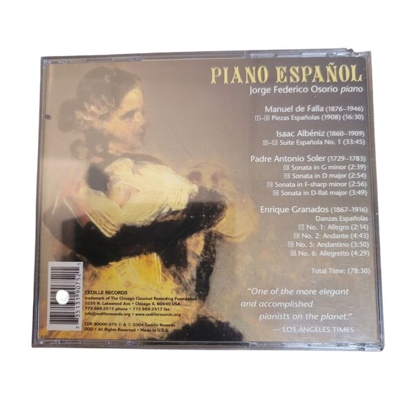 Piano Español CD By Jorge Federico Osorio Playing Albeniz Falla Granados & Soler - Picture 2 of 4